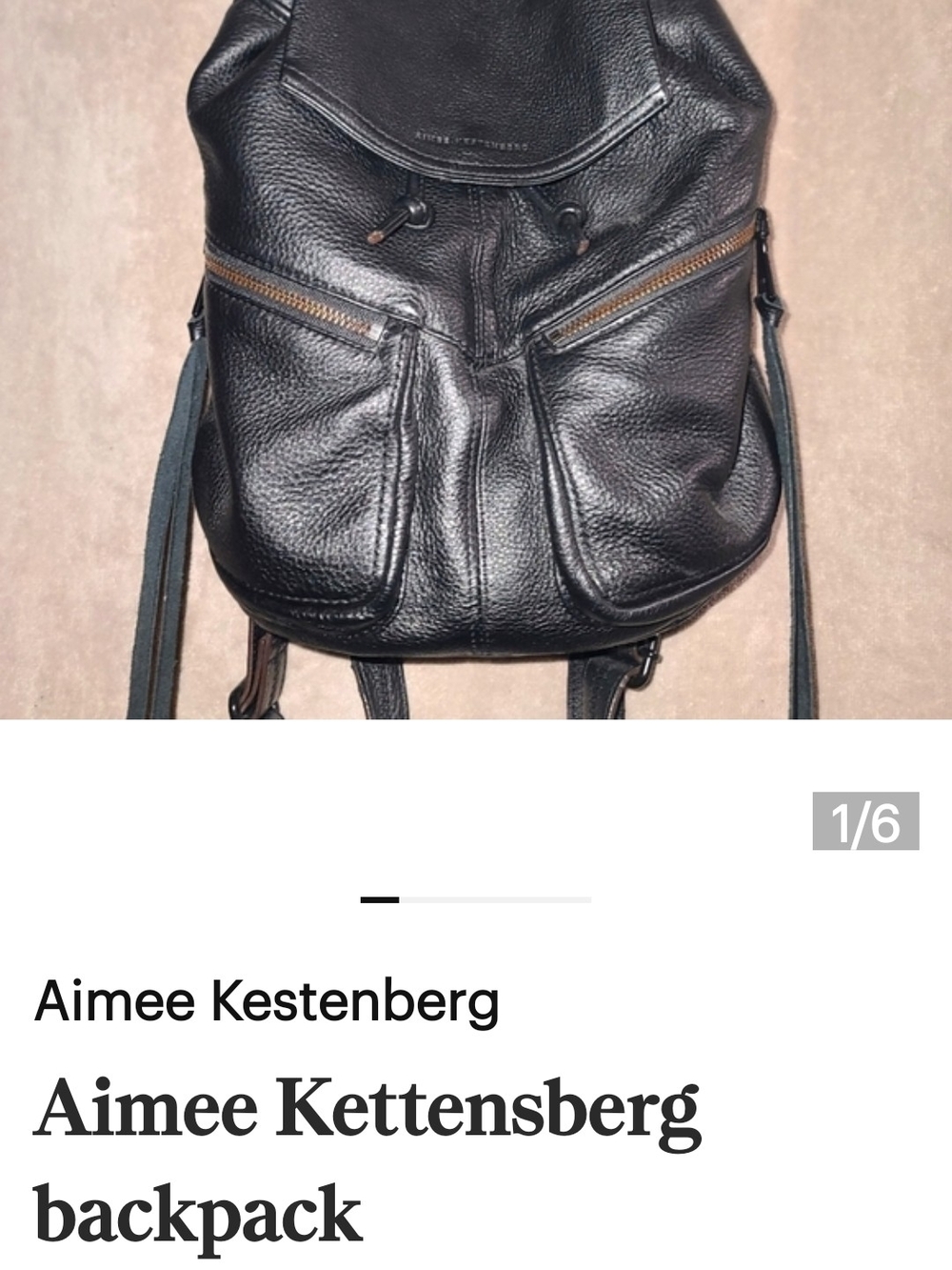Aimee Kestenberg Black Pebbled Leather Backpack with Front Zips